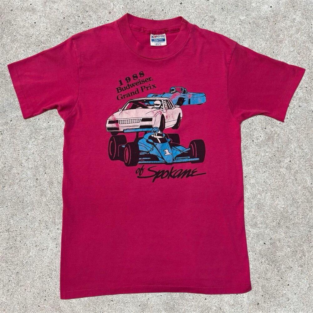 Vintage 1988 Budweiser Grand Prix Spokane WA Race Shirt Hanes Sz S Single Stitch